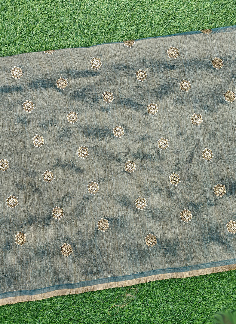Lovely Raw Silk Fabric in Embroidery Work