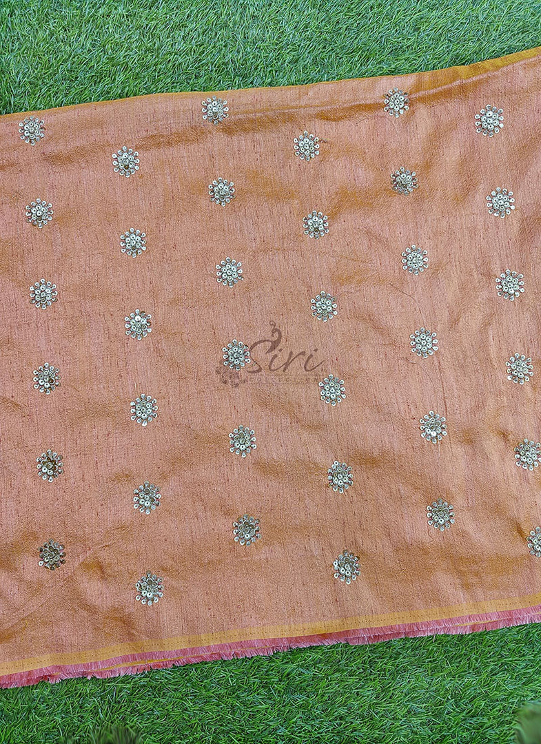 Lovely Raw Silk Fabric in Embroidery Work
