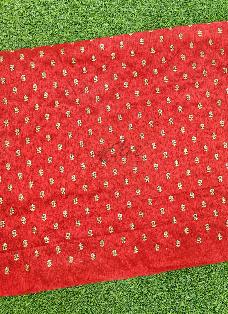 Lovely Raw Silk Fabric in Embroidery Work