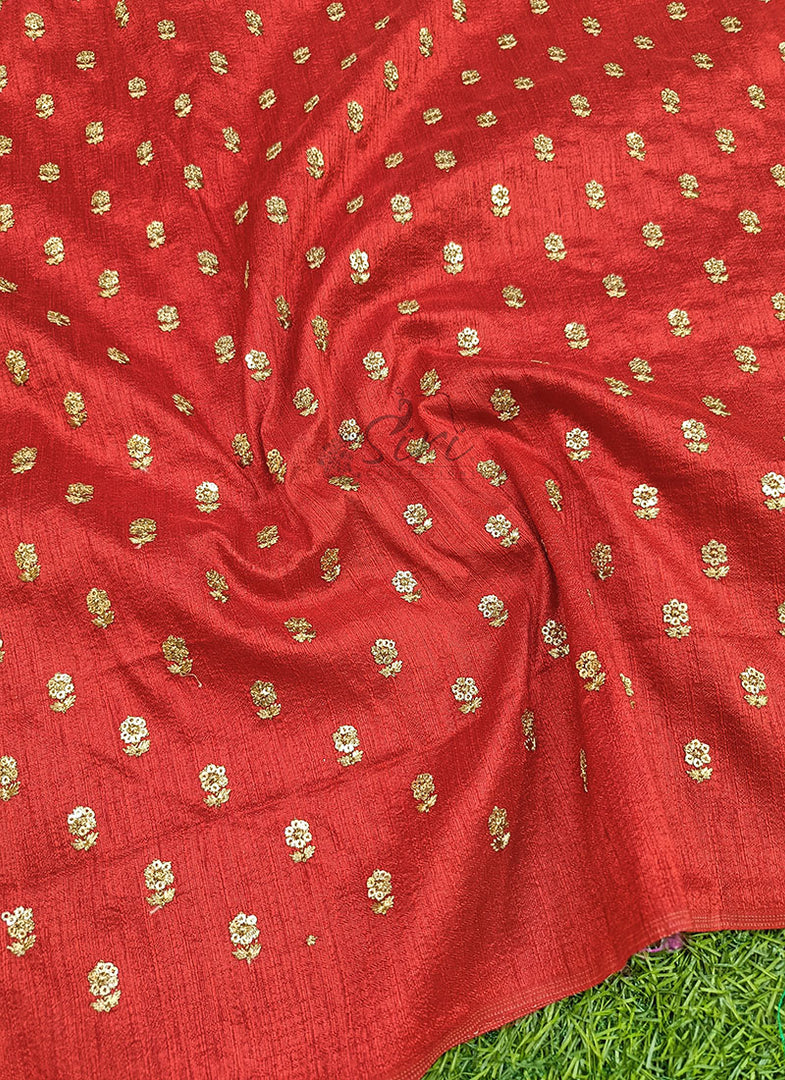 Lovely Raw Silk Fabric in Embroidery Work