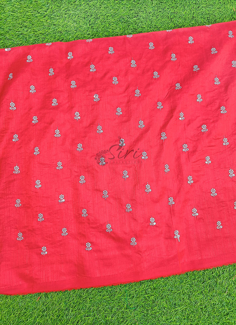 Lovely Raw Silk Fabric in Embroidery Work