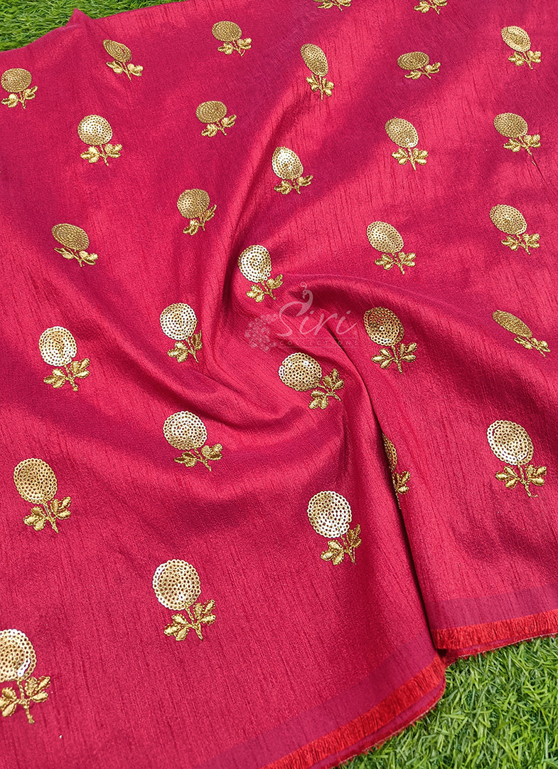 Lovely Raw Silk Fabric in Embroidery Work