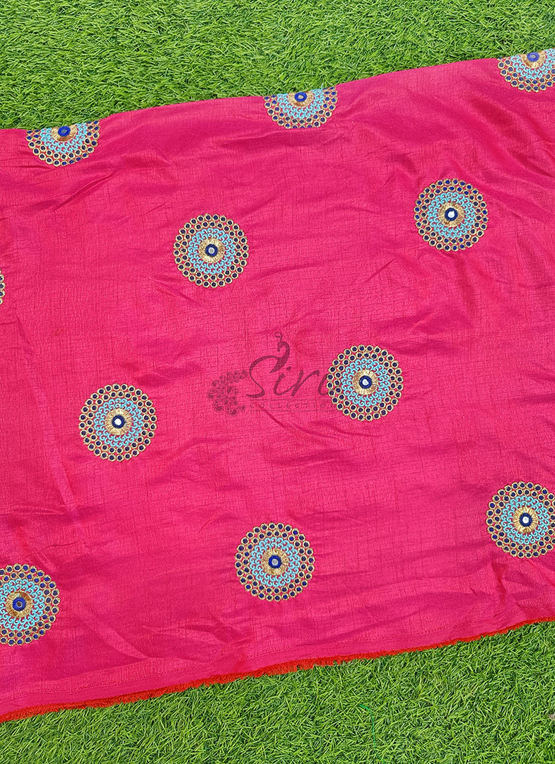 Lovely Raw Silk Fabric in Embroidery Work