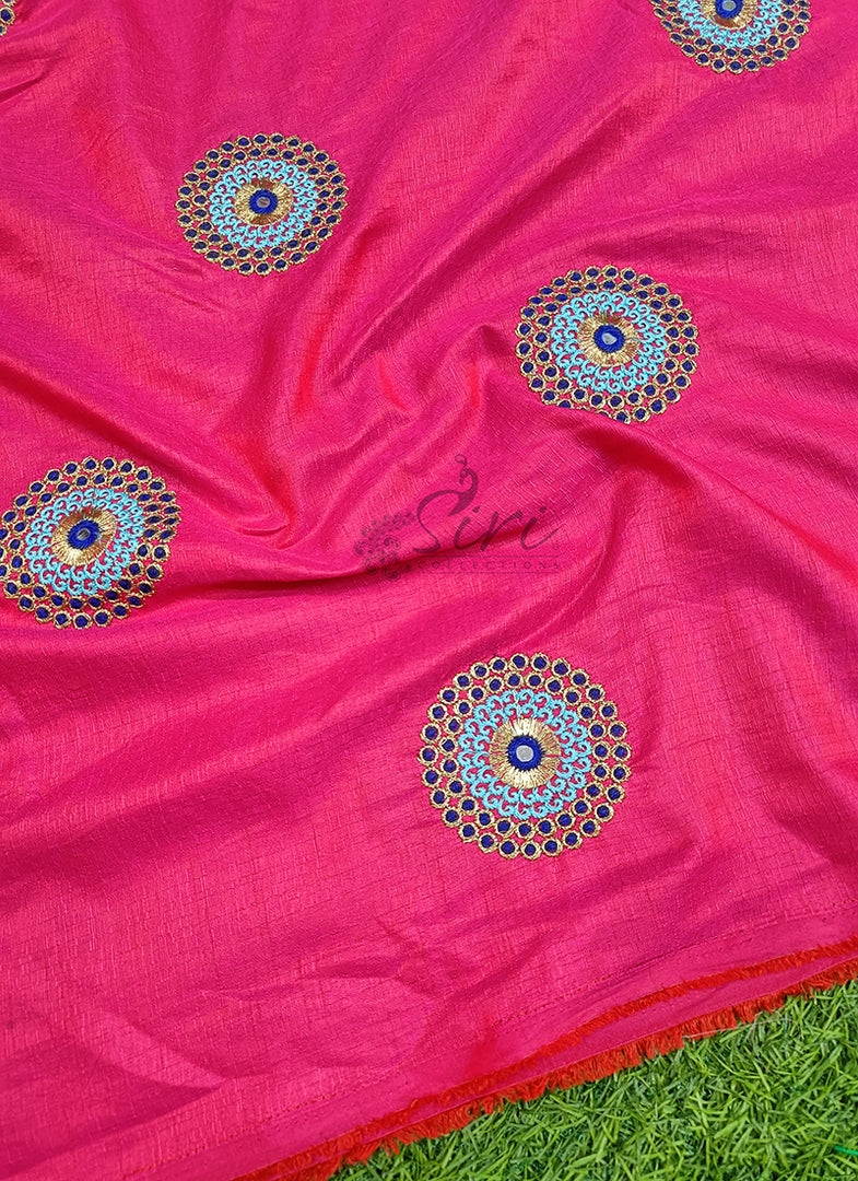 Lovely Raw Silk Fabric in Embroidery Work