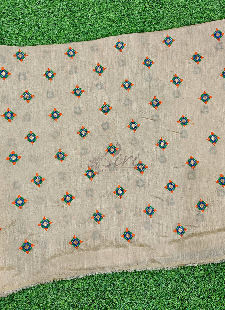Lovely Raw Silk Fabric in Embroidery Work