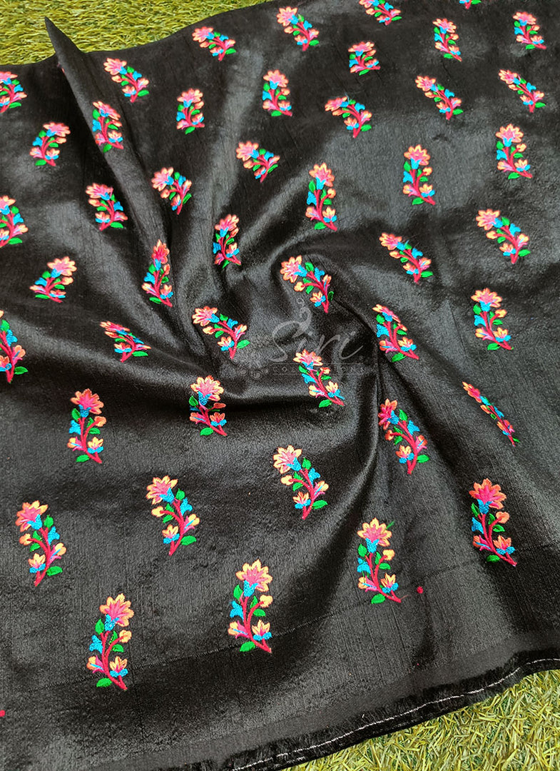 Lovely Raw Silk Fabric in Embroidery Work