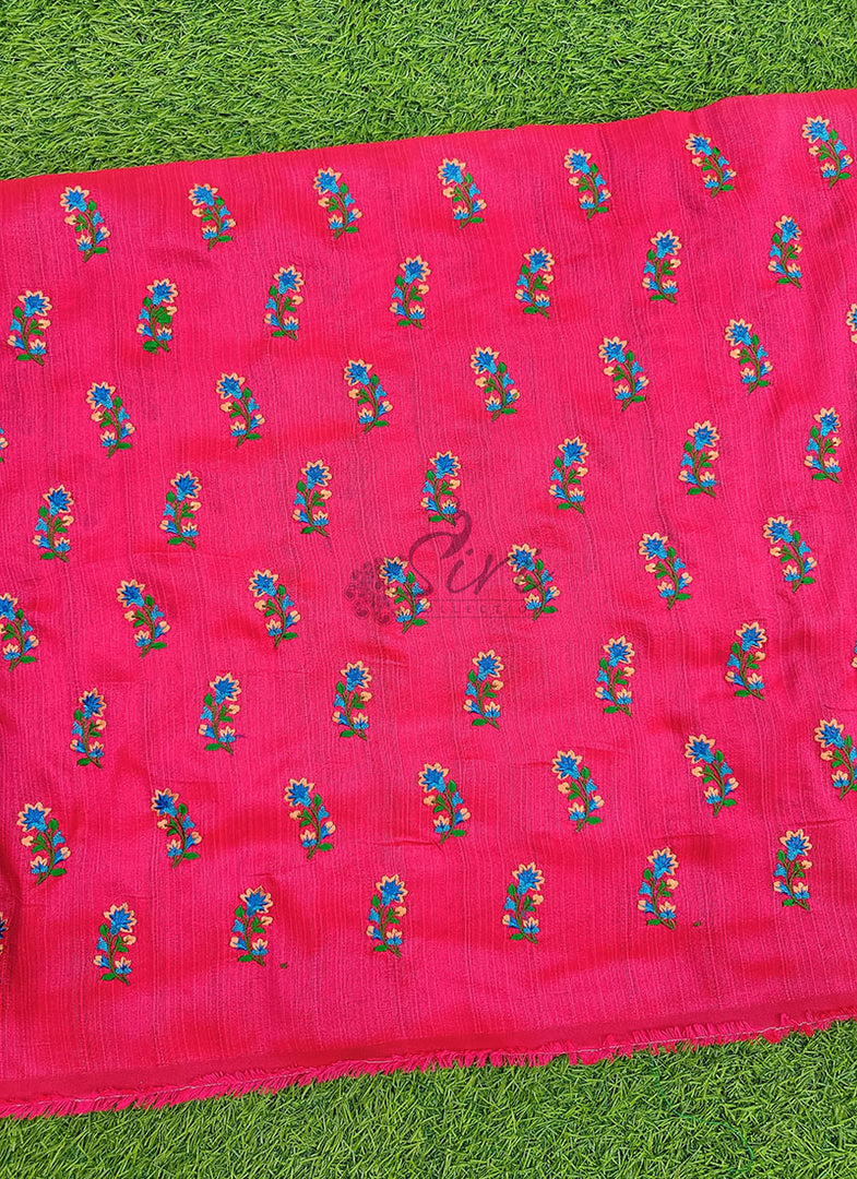 Lovely Raw Silk Fabric in Embroidery Work