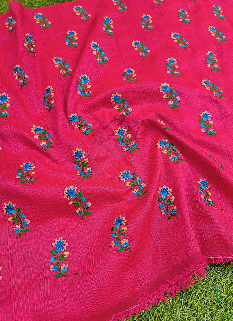 Lovely Raw Silk Fabric in Embroidery Work