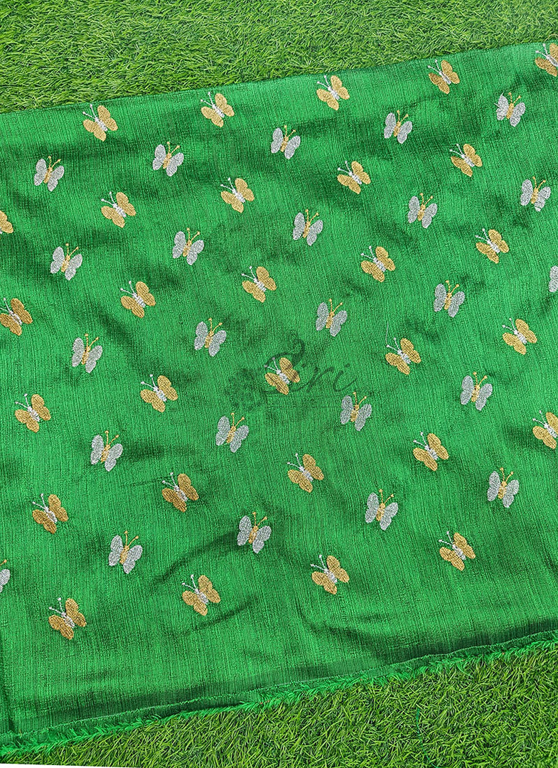 Lovely Raw Silk Fabric in Embroidery Work