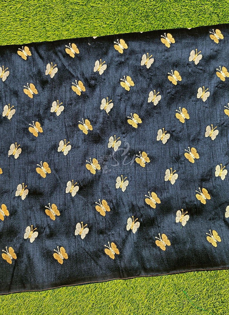 Lovely Raw Silk Fabric in Embroidery Work