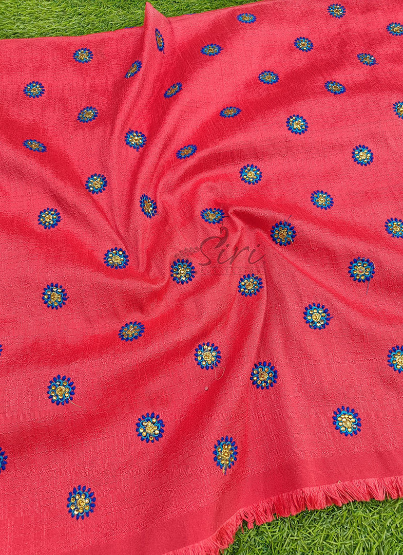 Lovely Raw Silk Fabric in Embroidery Work