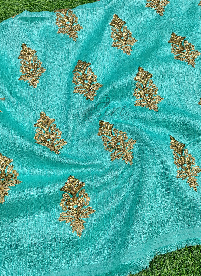 Lovely Raw Silk Fabric in Embroidery Work
