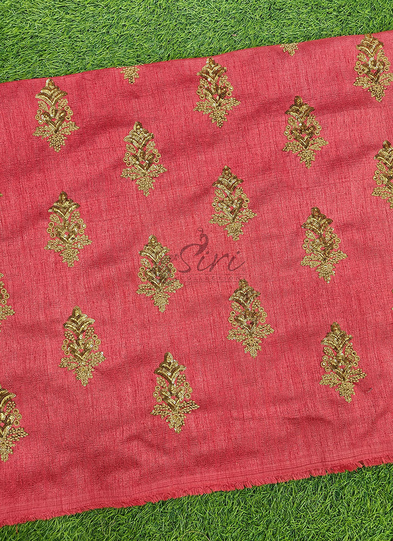 Lovely Raw Silk Fabric in Embroidery Work