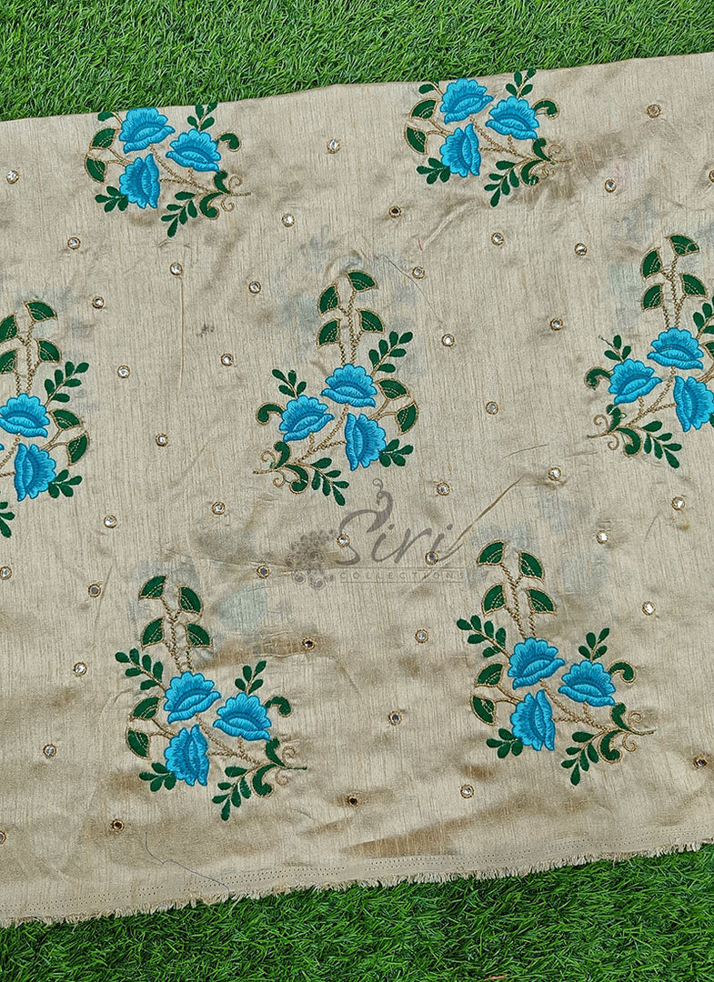 Lovely Raw Silk Fabric in Embroidery Work