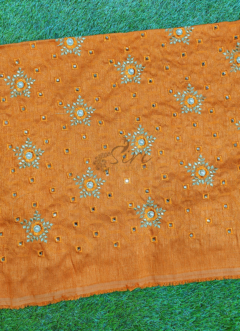 Lovely Raw Silk Fabric in Embroidery Work