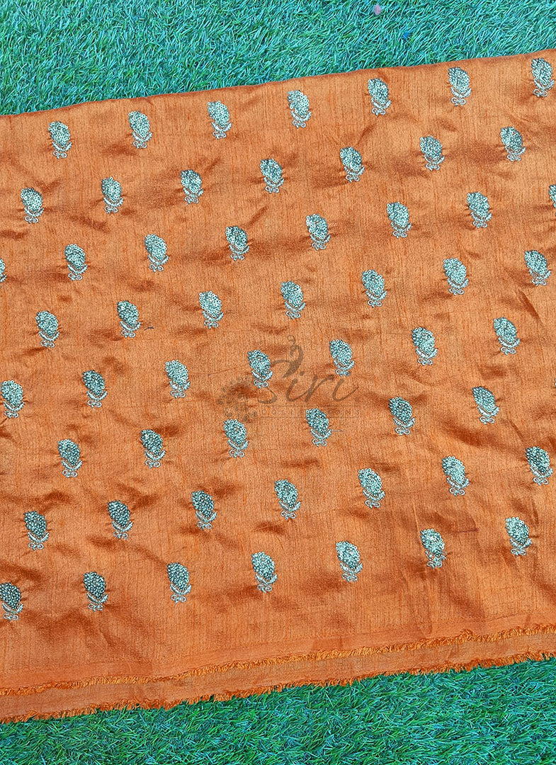 Lovely Raw Silk Fabric in Embroidery Sequins Work