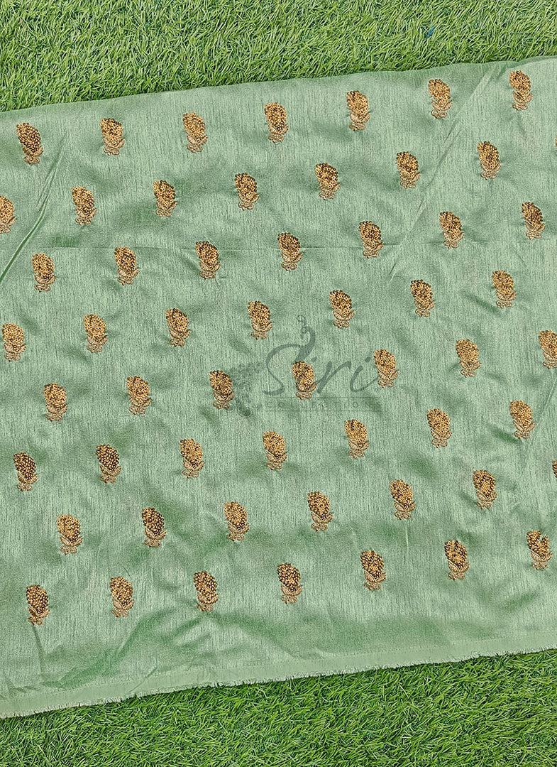 Lovely Raw Silk Fabric in Embroidery Sequins Work