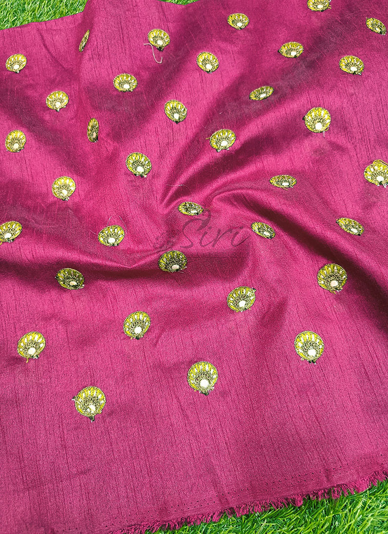 Lovely Raw Silk Fabric in Embroidery Work