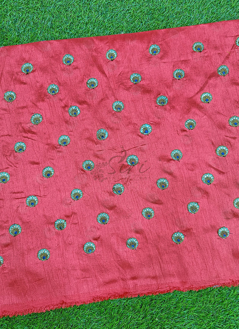 Lovely Raw Silk Fabric in Embroidery Work