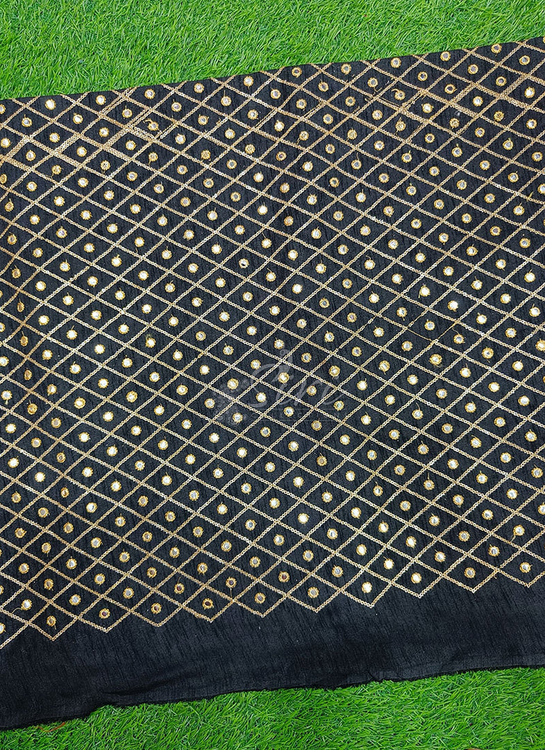 Partywear Raw Silk Fabric in Sequins Mirror Work