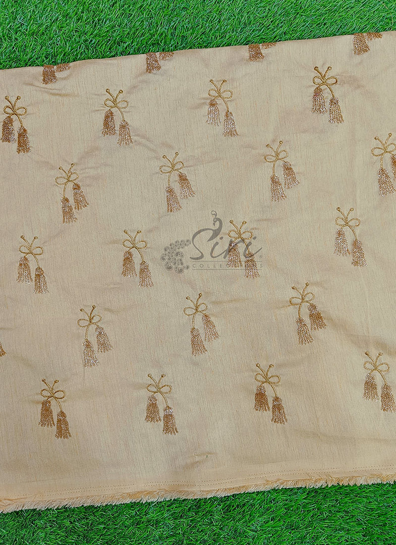 Partywear Raw Silk Fabric in Embroidery Work