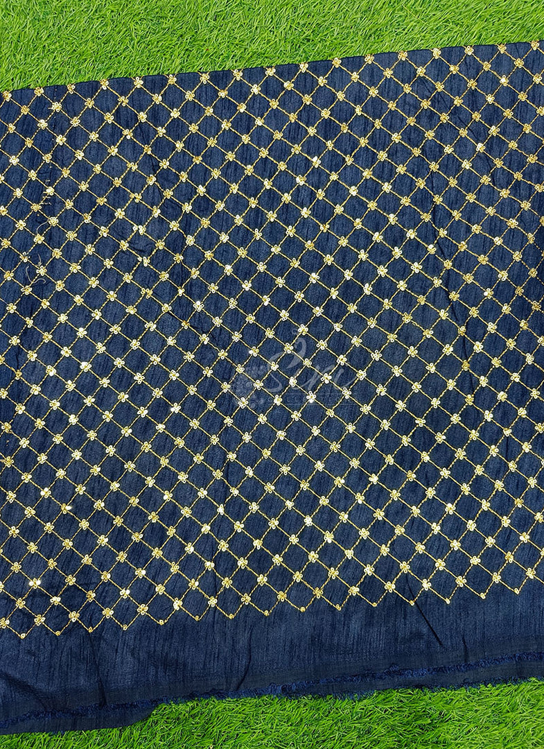 Partywear Raw Silk Fabric in Embroidery Work