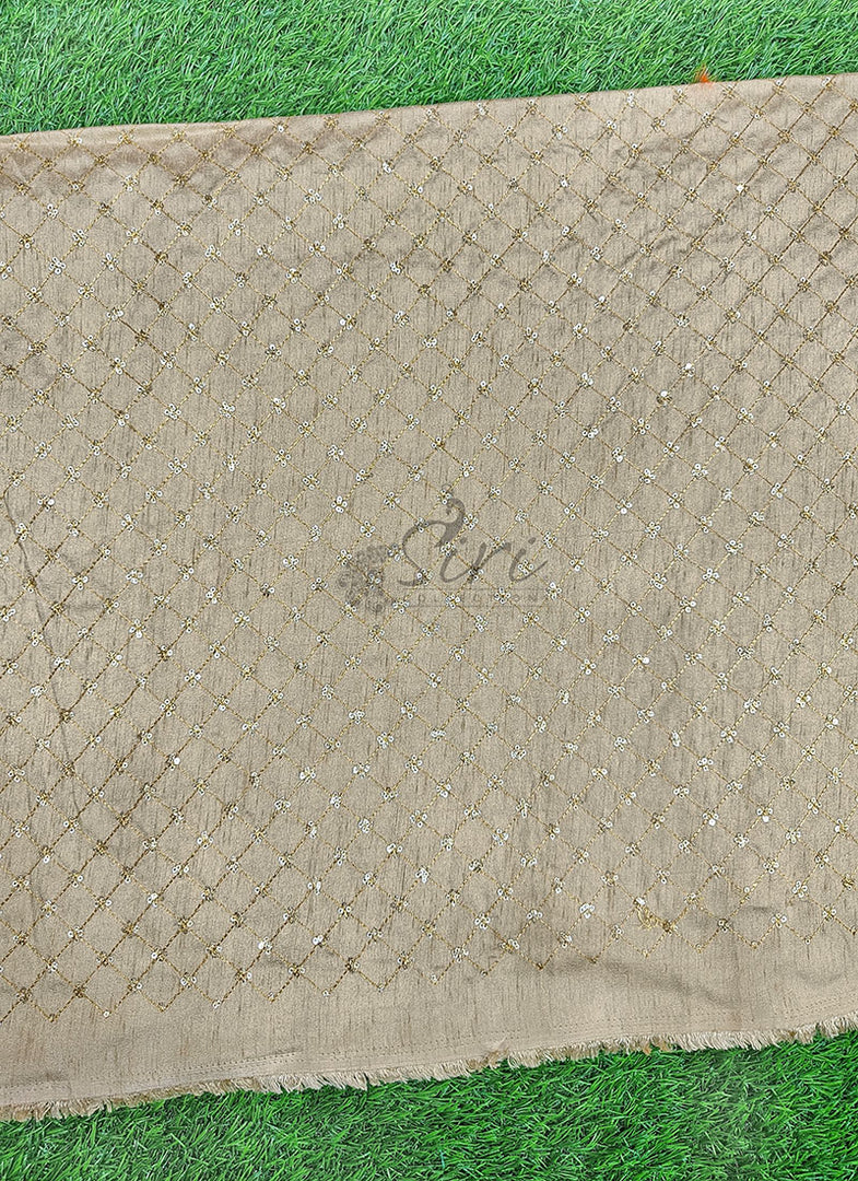 Partywear Raw Silk Fabric in Embroidery Work