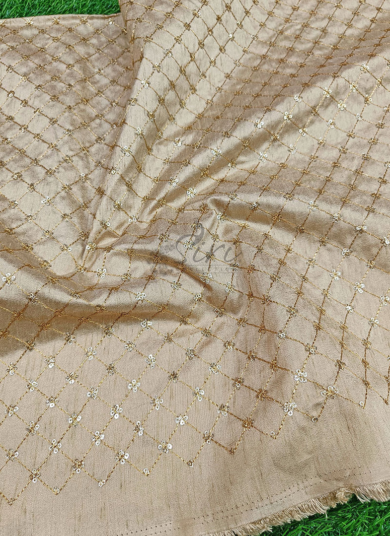 Partywear Raw Silk Fabric in Embroidery Work