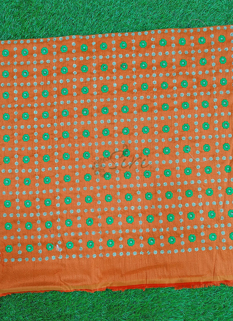 Partywear Raw Silk Fabric in Embroidery Work