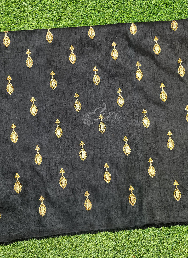 Partywear Raw Silk Fabric in Embroidery Work