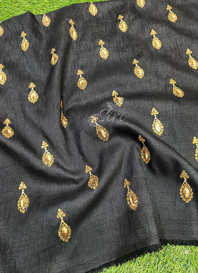 Partywear Raw Silk Fabric in Embroidery Work