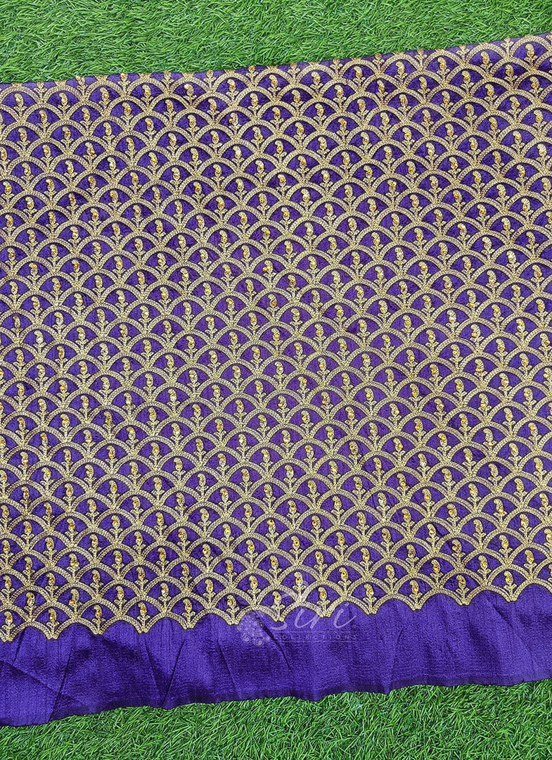 Partywear Raw Silk Fabric in Embroidery Work