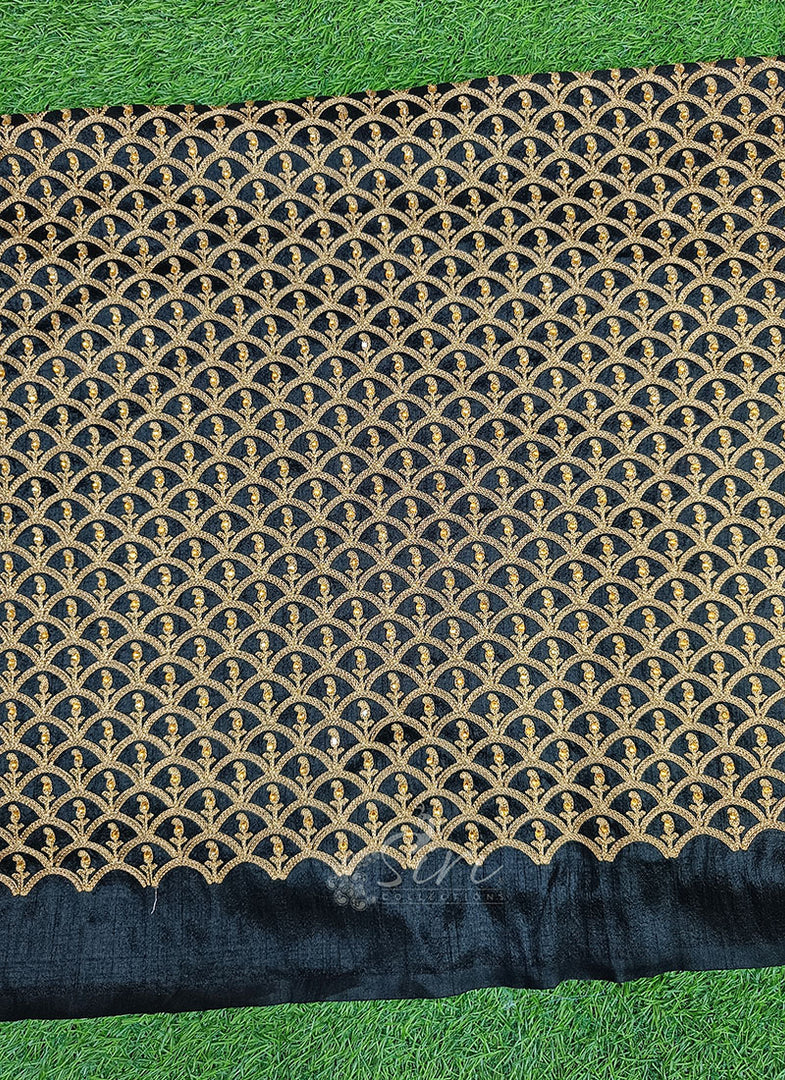 Partywear Raw Silk Fabric in Embroidery Work