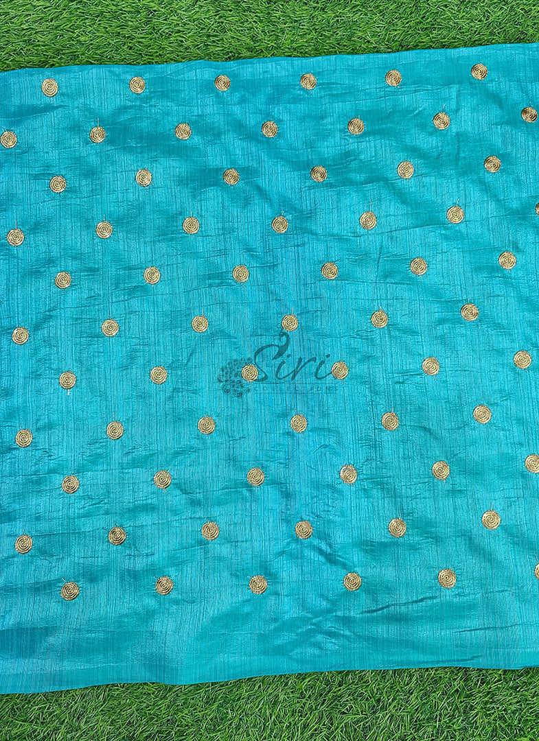 Partywear Raw Silk Fabric in Embroidery Work