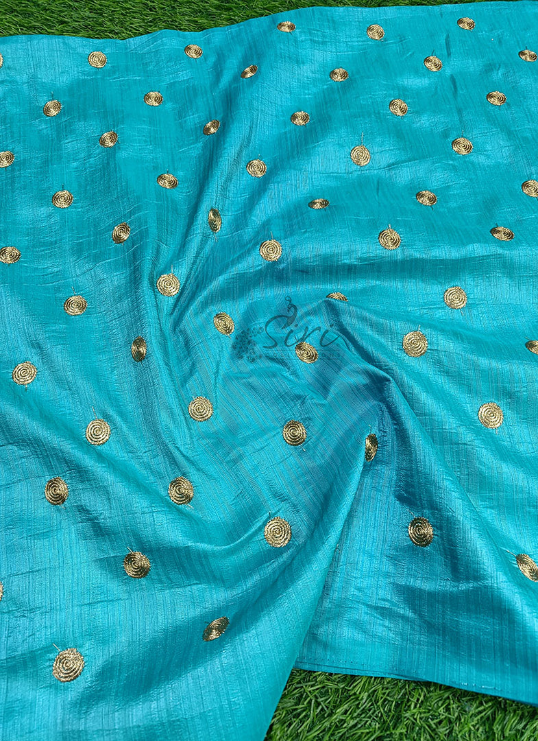 Partywear Raw Silk Fabric in Embroidery Work