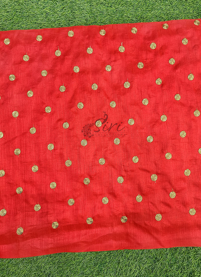 Partywear Raw Silk Fabric in Embroidery Work