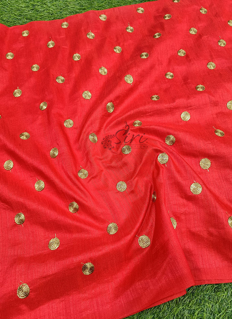 Partywear Raw Silk Fabric in Embroidery Work
