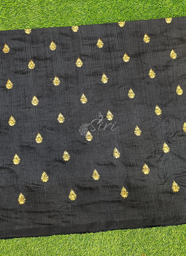 Partywear Raw Silk Fabric in Embroidery Work