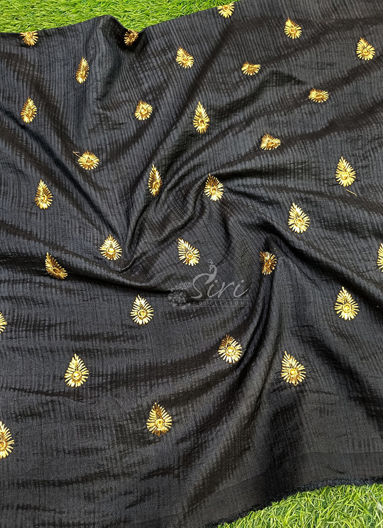 Partywear Raw Silk Fabric in Embroidery Work