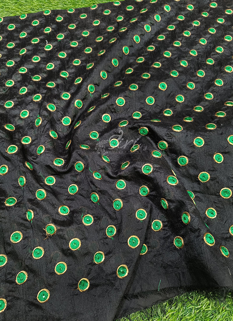 Partywear Raw Silk Fabric in Embroidery Work