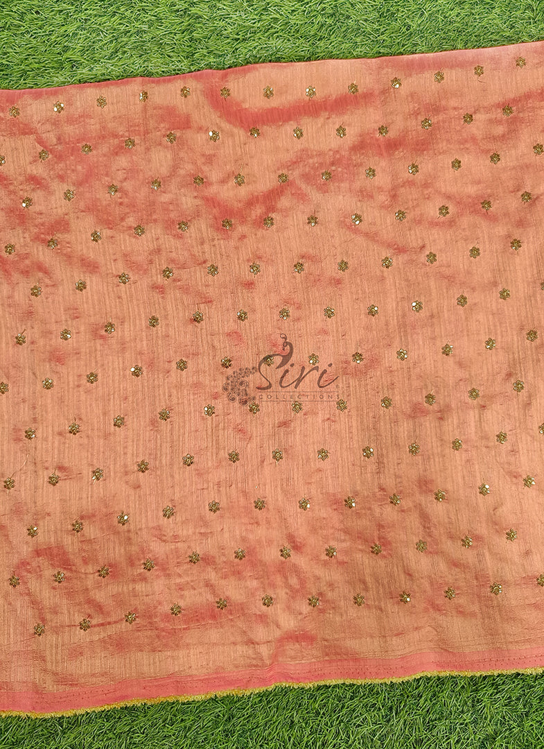 Partywear Raw Silk Fabric in Embroidery Work