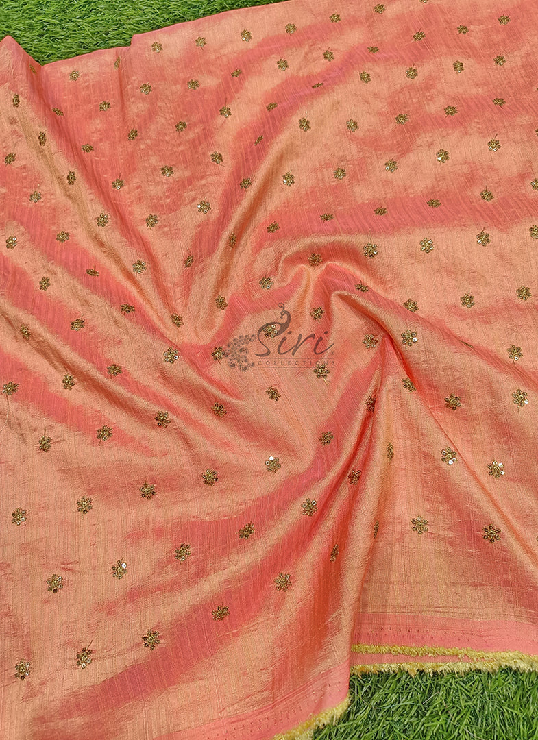 Partywear Raw Silk Fabric in Embroidery Work