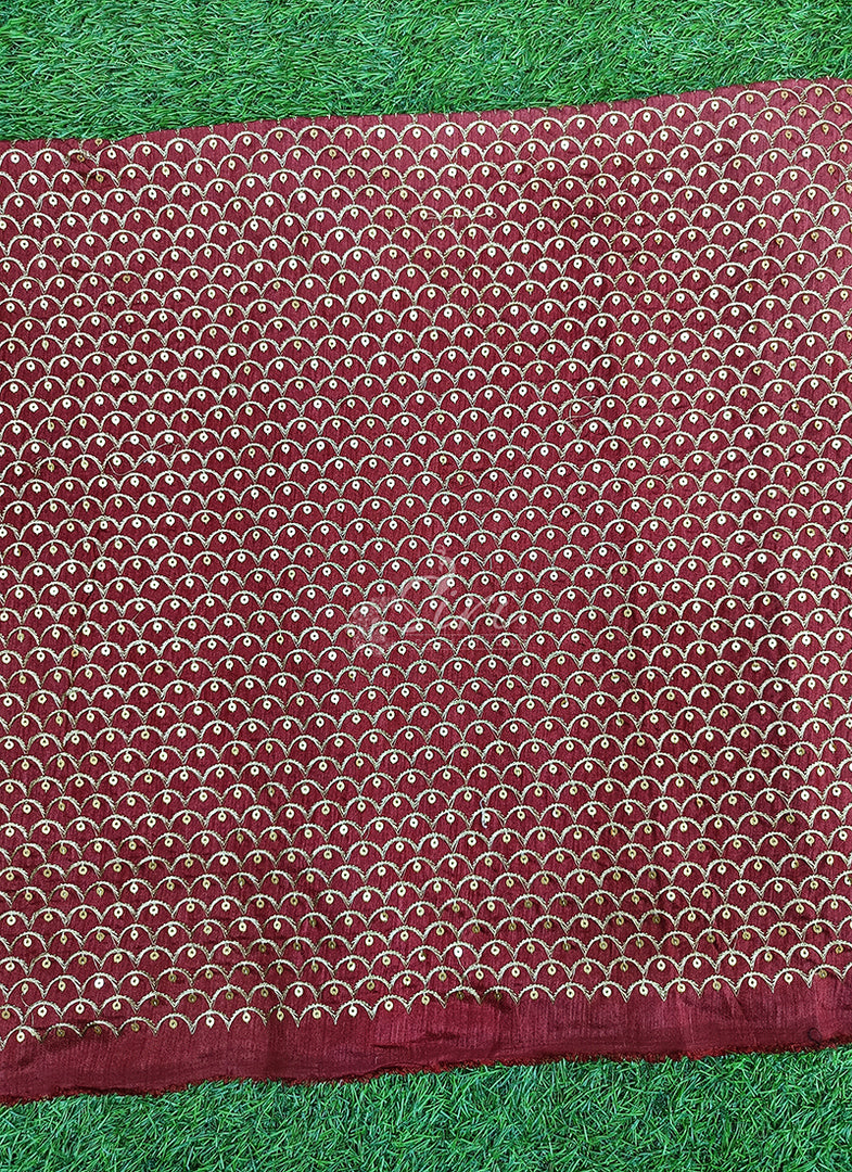 Partywear Raw Silk Fabric in Embroidery Work