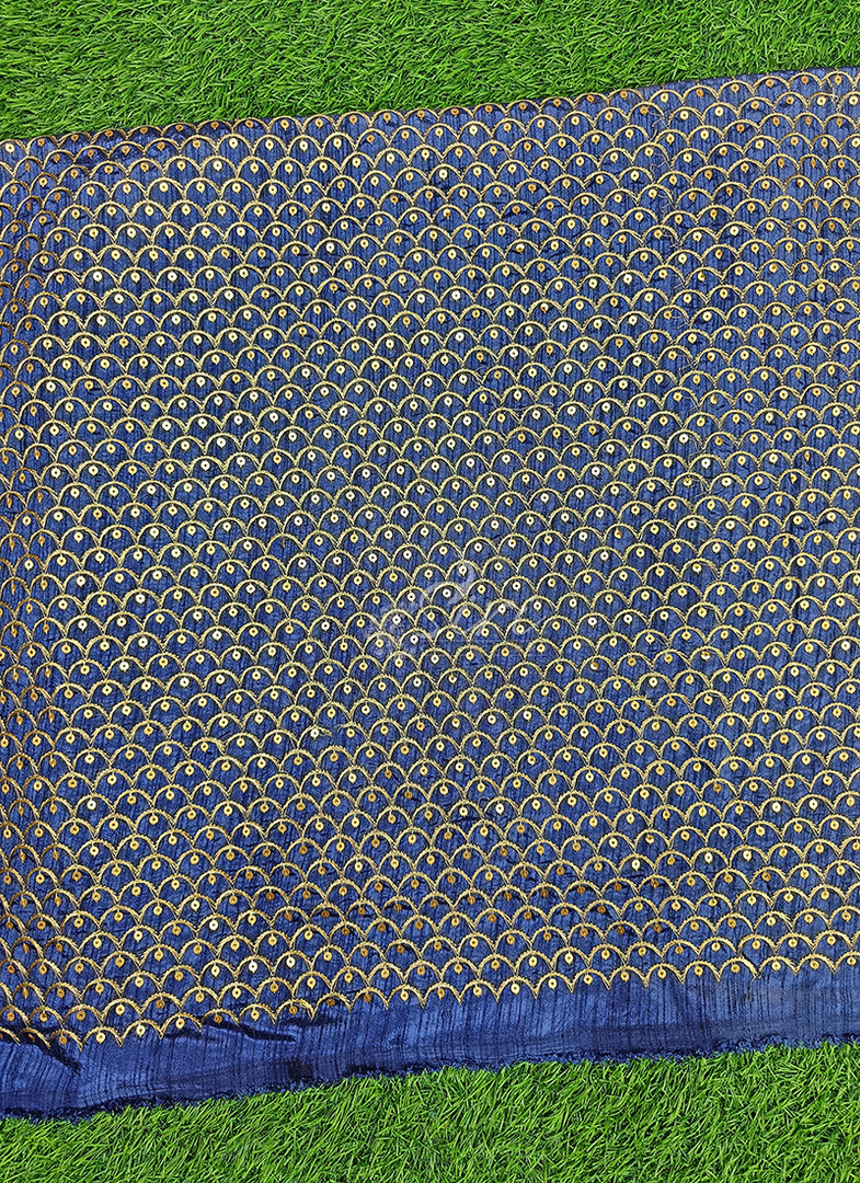 Partywear Raw Silk Fabric in Embroidery Work