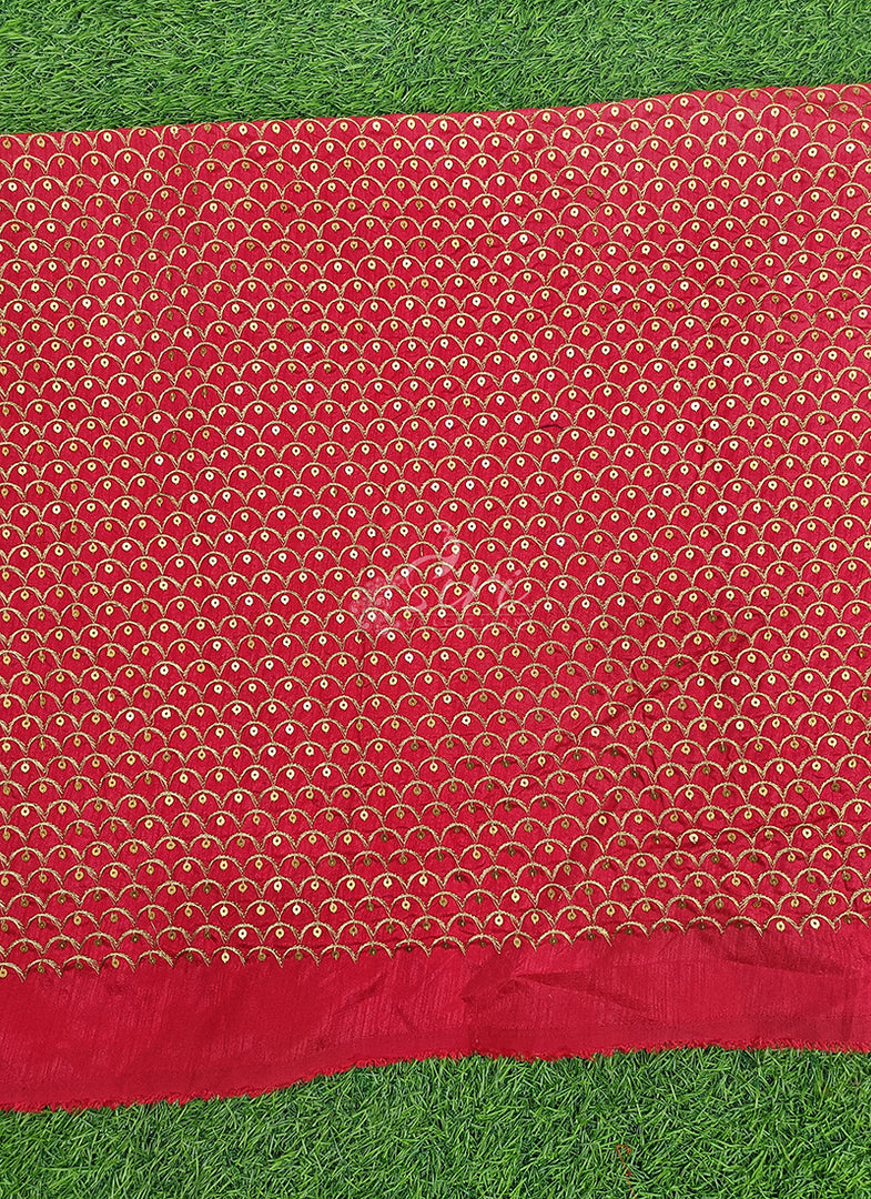 Partywear Raw Silk Fabric in Embroidery Work