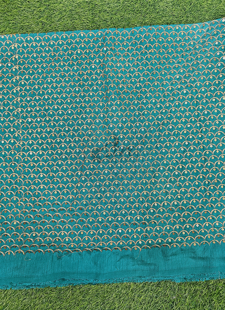 Partywear Raw Silk Fabric in Embroidery Work