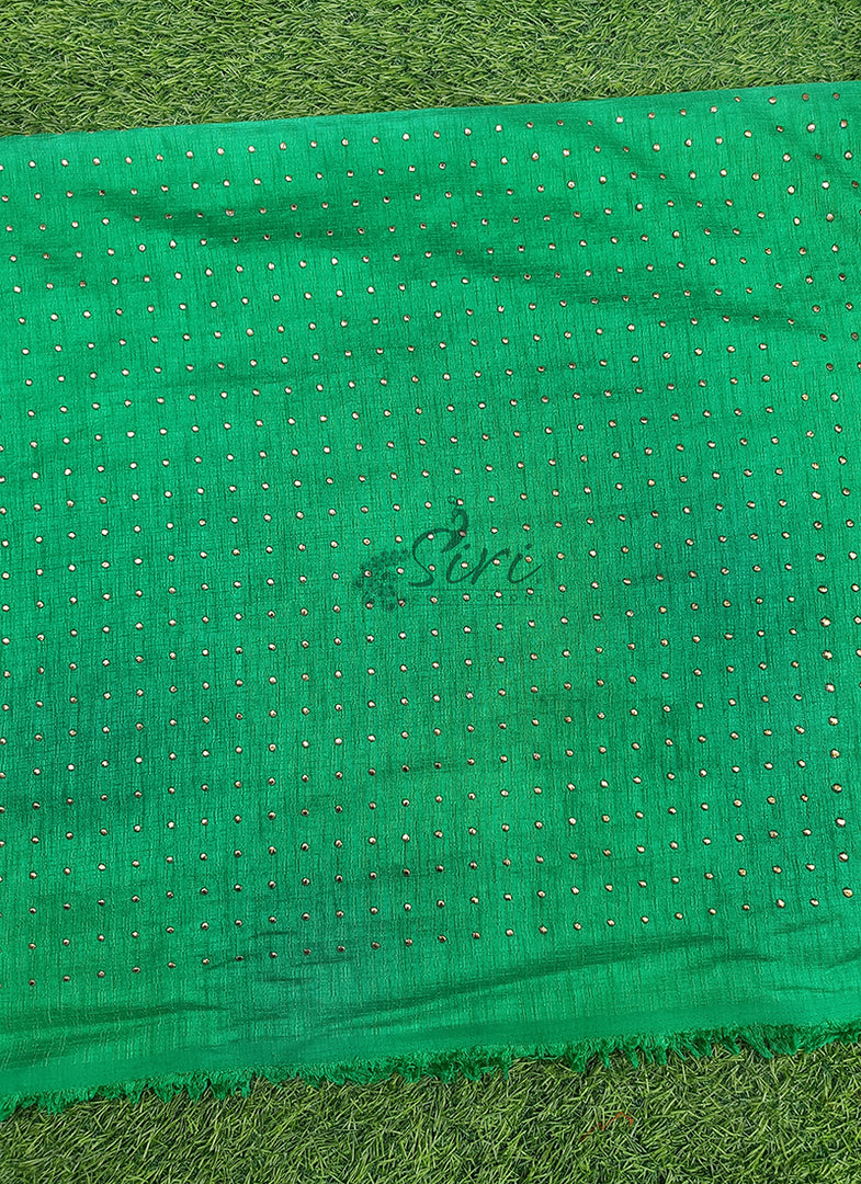 Partywear Raw Silk Fabric in Mukesh Work