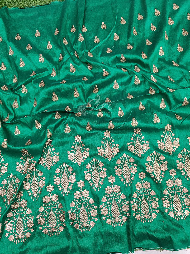 Partywear Raw Silk Fabric in Embroidery Work