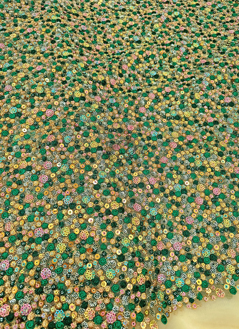 Partywear Net Fabric in Rich Sequins Work