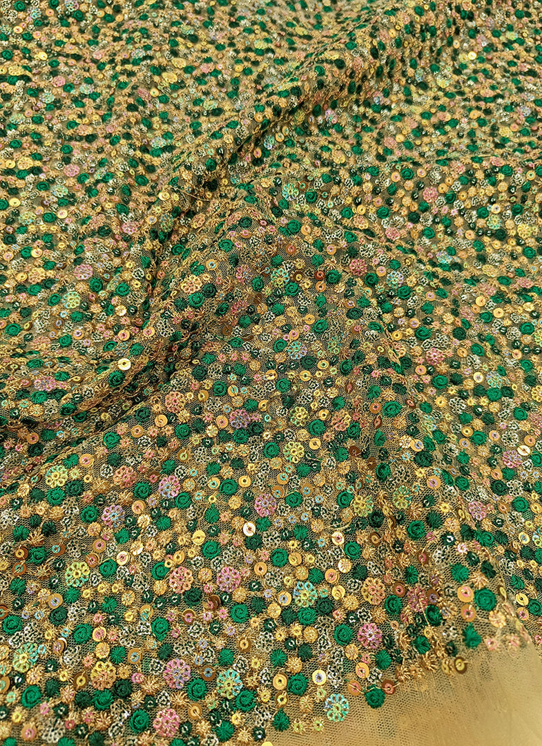 Partywear Net Fabric in Rich Sequins Work